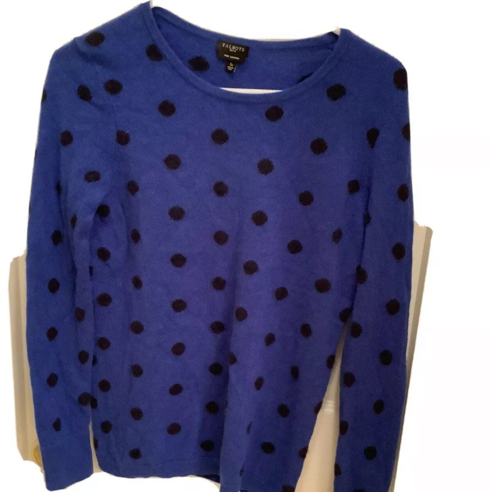 Talbots Cashmere Polka Dot Crewneck Sweater luxurious soft career casual